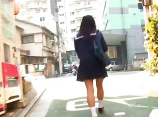 Attractive Asian hottie having sharking meeting in some small alley