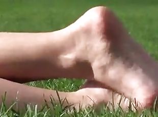 Blonde Candid Feet And Legs In Park Porn