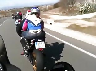 Woman motorcycle blowjob
