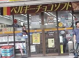 Asian babe gets boob sharked inside the dollar store.