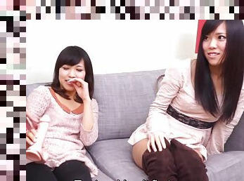 Subtitled CFNM Japanese friend watches surprise blowjob