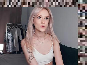 Teen Camgirl - Big blonde tits solo on webcam
