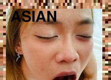 asiatisk, amatør, pikslikkeri, udløsning, tøs, sperm, sperm-sperm