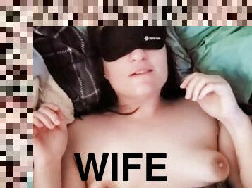 Blindfolded wife tricked into  taking creampie from Neighbor -- she enjoyed it