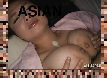 ázijské, veľké-prsia, žena, hardcore, japonské, spanie, pár, realita