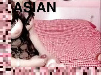 asian ladyboy fucking a toy with joi and thick and lots of cumshot on hands