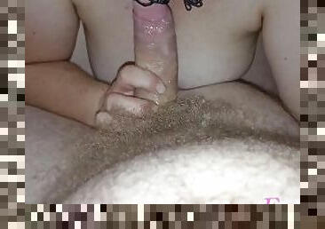 My stepmom loves sucking my dick as he cums in her mouth.