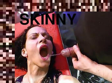 Kinky skinny MILF pissing fetish gangbang