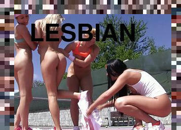 Tennis lesbians have a hot foursome on the court