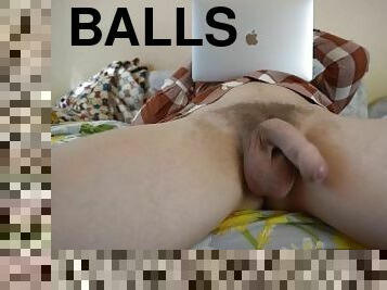 Shirt Guy plays with his big Balls and Cock