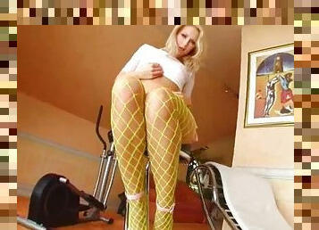 Great solo with a great chick Nika in fishnet