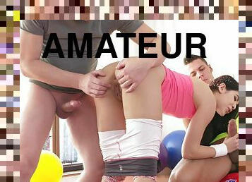 Fitness Rooms - Two Cocks Workout For Naughty Fit Teenie 1 - Angelo Godshack