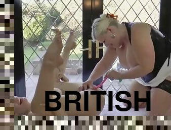 Kinky british granny massages a hot girl and licks her pussy