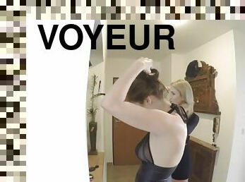 Voyeur party at home super sexy leather dresses and lingerie