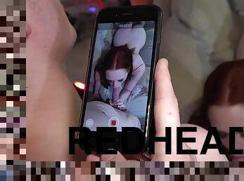 A dude with a phone makes a sex video of Ella Hughes riding a cock.