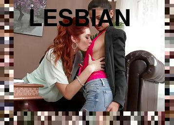 lesbisk, pornostjerne, rødhåret, brutal, cowboybukser, glamour