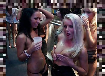 Inside a wetlock these pretty sluts have a mad fun in the club,nice orgy scene