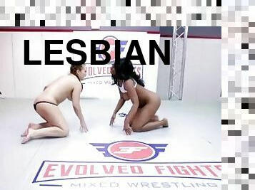 Lesbian Sex Fight As Carmen Valentina Wrestles Mocha Menage Then Strapon Fucks Her
