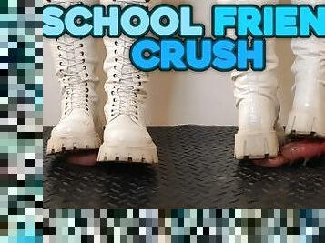 School Friend Crushing and Marching in Painful White Snow Boots - Bootjob, Ballbusting, CBT