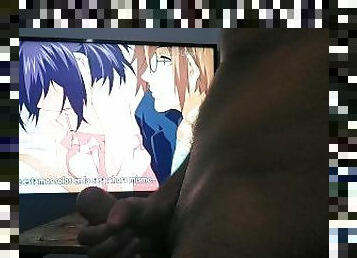 Sexy man masturbates watching hentai