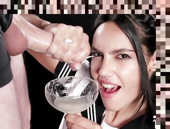 Cup of cum - Apolonia Lapiedra Uses Her Sperm Covered Hands - Apolonia lapiedra