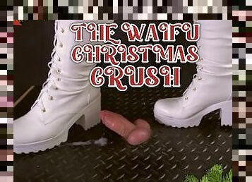 Waifu Christmas Crush in White Painful Boots - Bootjob, Shoejob, Ballbusting, CBT, Trample