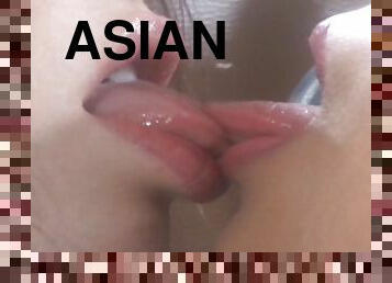 asiatisk, fisse-pussy, skønheder, legetøj, pornostjerne, kyssende, sofa, oral, perfekt, latex