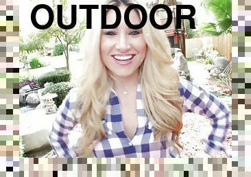 Outdoors POV video of adorable Allysin Wonderland licking balls