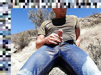 Wetting my jeans and spraying piss in the mountains 4K