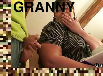 Chubby granny and boy