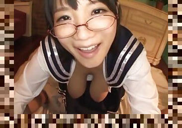 Homemade POV video of a sexy Japanese Kaho Shibuya giving a BJ