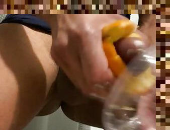 Errand girl Kimora Creams preparing freshly squeezed Orange Juice for bosses Starbucks pickup