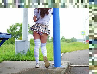 A Schoolgirl Is Waiting For The Bus. Erotica And Temptation. Xsanyany Ity