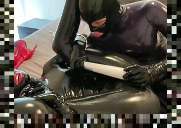 TouchedFetish – Real Latex & Fetish Amateur Couple Homemade in Rubber Catsuit  loud moaning orgasm