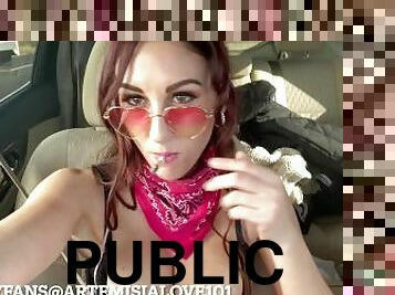 Artemisia Love flashing big tits and shaved pussy in a roadtrip with Roman Gucci OF@ArtemisiaLove101