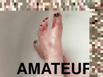 badning, amatør, slave, fødder, beskidt, synsvinkel, fetish