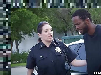 Two thick police chicks fuck a black fella who fucked neighbor's wife