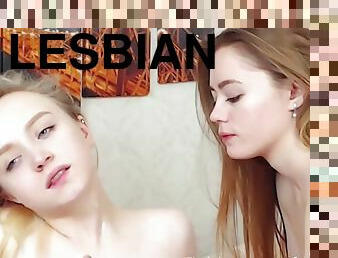 Cute teen cam lesbian licks and spits on her girlfriend's face