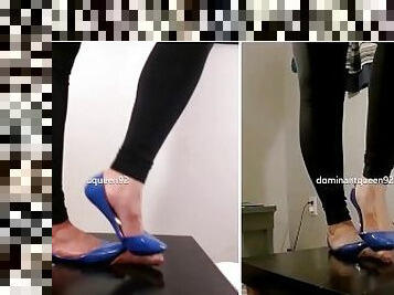 Amateur Breaking in new Blue Madden Flats on his cock Shoejob