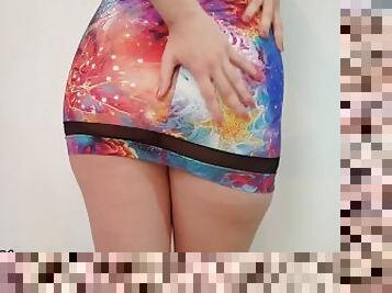 Wonderful ass! Trying On Mini Dresses (Upskirt Without Panties)