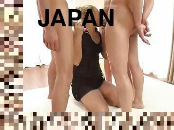 Japanese blonde Mary Hayakawa sucks cocks uncensored