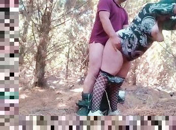 surprise fuck in the woods with hot bbw