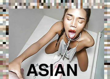 asiatisk, tissende, transvestit, amatør, pikslikkeri, teenager, transvestit-tranny, ladyboy, synsvinkel, thailænder