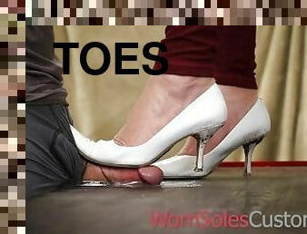 Extreme Tabletop Cock Trampling  Pointed Toe Stilettos  Destroying His Cock Under My Heels - HD