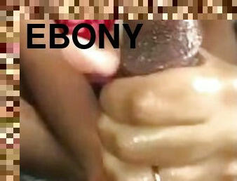 Ebony Goddess Stroking Black Cock Post Cumshot Torture Tugjob