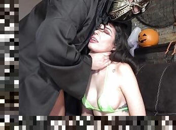 Big Tits April Storm Hard Face Slapping Face Fuck By Masked Man For Halloween