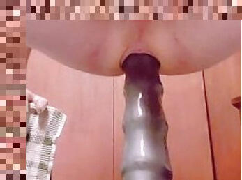 Bottoming Out on Huge Dildo