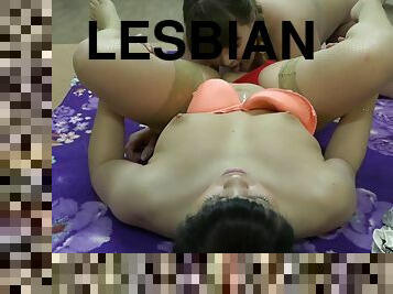 A fat lesbian sniffs panties and licks her girlfriend pussy.