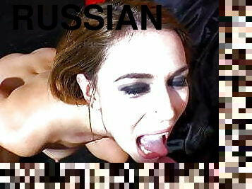 Russian redhead slut shows gangbang and cumshots