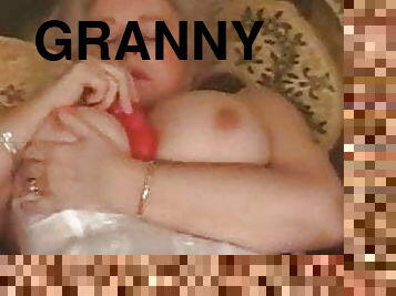 Granny With a  Big Hairy Pussy Masturbates